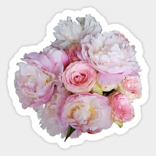 Pink Peony Flowers and Roses Photo Cutout Sticker